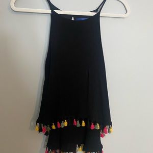 Blue rain black cha cha tank
